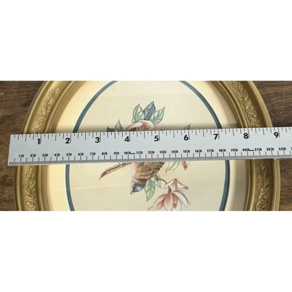 Vtg MCM 1983 Homco Home Interior Birds Grannycore Gold Oval Frame Pictures Set 2